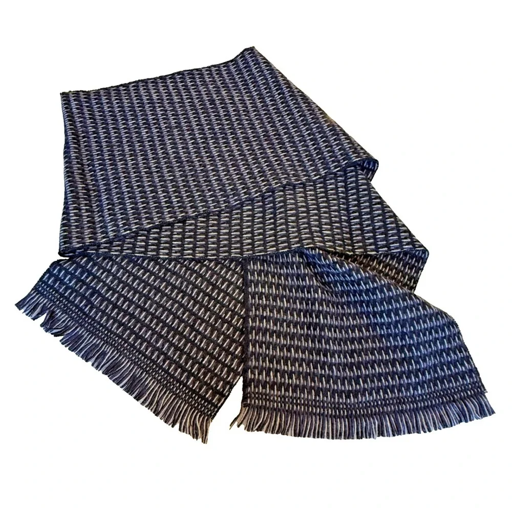 Bloomingdale's The Men's Store Cashmere/Wool Blend Neck Scarf Black/White Fringe